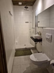 劳加尔瓦特恩Beautiful Guestroom to rent with a mountain view的带淋浴、马桶和水槽的浴室