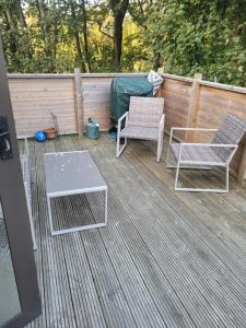 Balkón nebo terasa v ubytování Jaynes Caravan