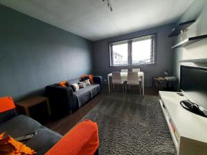 ein Wohnzimmer mit Sofa und Fernseher in der Unterkunft 2 Bedroom, free parking & Netflix near hospitals in Aberdeen