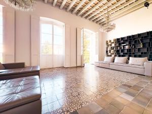 a living room with couches and bookshelves at Casa Plaza Candelaria Cádiz Grupo AC Gestión in Cádiz