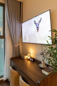 Μια τηλεόραση ή/και κέντρο ψυχαγωγίας στο Serendipity Homestay Studio H2 Masteri view Vinuni