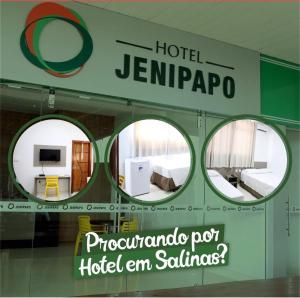 サリナスにあるHotel Jenipapoの円形鏡2枚付きのホテルジャルマパパの看板
