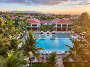 an aerial view of a resort with a swimming pool at Ocean Villas Da Nang in Danang