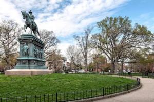 a statue of a man on a horse in a park at WELL-EQUIPPED STUDIO APT - WALK TO METRO SUBWAY in Washington, D.C.