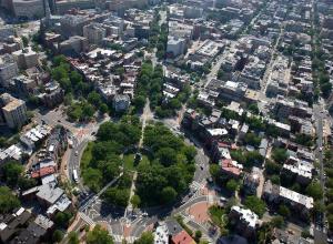 an aerial view of a city with a park at WELL-EQUIPPED STUDIO APT - WALK TO METRO SUBWAY in Washington, D.C.
