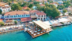 an aerial view of a resort on the water at Felix Rooms in Marmaris