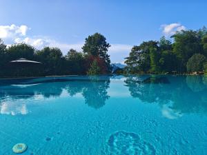 a pool of blue water with trees in the background at Healing House--Free one way pick up service over 2 nights in Zhangjiajie