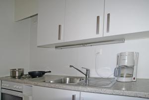 a kitchen counter with a sink and a mixer at Appartement Richemont 106 in La Tzoumaz