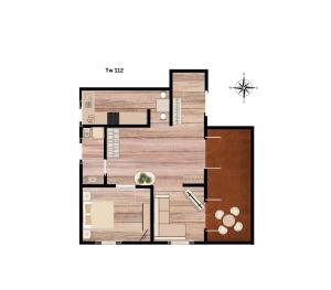 een plattegrond van een huis bij Fewo Rosenhof TW 112 in Kühlungsborn