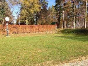 a yard with a fence and a grass field at Camping Schüttehof in Horb am Neckar
