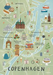 a map of copenhagen with sights and attractions at 2BR Loft - Modern & Central in Copenhagen