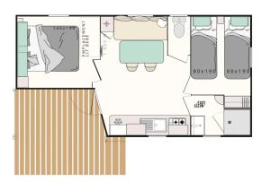 a floor plan of a house at ZEcamping parc aquatique pet friendly club enfant in Saint-Jean-de-Monts
