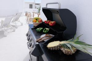 una barbacoa con frutas y verduras. en Comeback LA BOHEME, en Salobreña