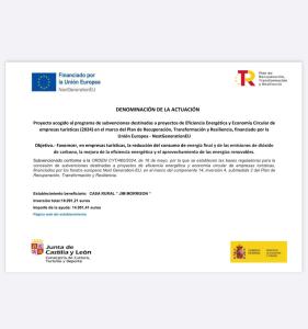 Certifikát, hodnocení, plakát nebo jiný dokument vystavený v ubytování Casa Rural Jim Morrison