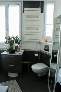 a bathroom with a toilet and a sink at Cerise's home - Cosy flat 15min from Paris with hot tub in Levallois-Perret +11 photos