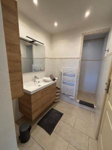 ein Badezimmer mit Waschbecken und Dusche in der Unterkunft Comfort studio, fully equipped! in Saint-Paul-de-Vence