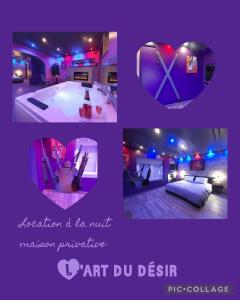 a collage of pictures of a bedroom and an artartment at L'art du désir in Le Saulcy