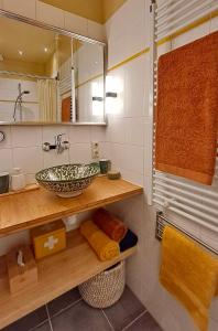a bathroom with a sink and a mirror at B&B Evergreen in Wijdewormer