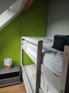 a bunk bed in a room with a green wall at la détente in Berck-sur-Mer