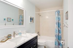 a bathroom with a sink and a toilet and a mirror at Townhome Near Hobe Sound Beach, Hiking and Golfing! in Hobe Sound +16 photos