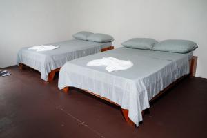 two beds sitting next to each other in a room at Rioverde Jungle Ecolodge in Puerto Jiménez