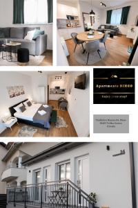 a collage of photos of a living room and a living room at Apartments BINGO - Zagreb airport in Velika Gorica