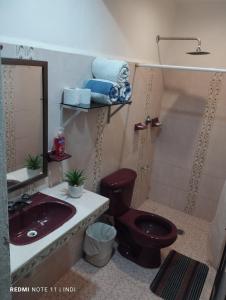 ein Badezimmer mit Waschbecken, Toilette und Dusche in der Unterkunft casa brisa marina in Isla Mujeres + 28 Fotos