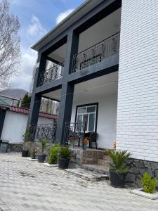 a house with potted plants in front of it at Gabala Deluxe 4-bedrooms Villa in Gabala +3 photos