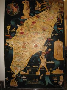 a map of the united states on a wall at Nafsika Hotel in Rhodes Town