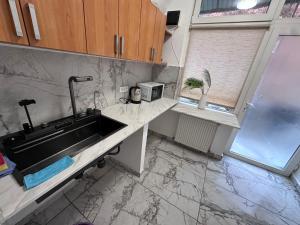 a kitchen with a sink and a counter top at Ultra Central Piata Libertatii 2 Rooms in Timişoara