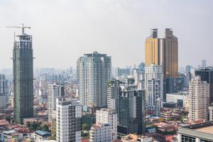 Nespecifikovaný výhled na destinaci Phnompenh nebo výhled na město při pohledu z hotelu