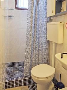 a bathroom with a toilet and a shower at Nives Garden house in Nerezine +7 photos