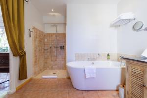 a bathroom with a large tub and a shower at Hôtel La Villa Sainte Valérie Adults Only in Juan-les-Pins