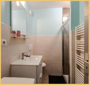 a bathroom with a sink and a toilet and a shower at Chez Dams I T2 I Annecy in Annecy +17 photos