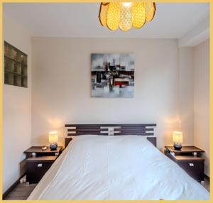 a bedroom with a large bed with two night stands at Chez Dams I T2 I Annecy in Annecy