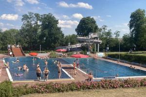a group of people in a swimming pool at Elbtal-Apartment de in Heidenau