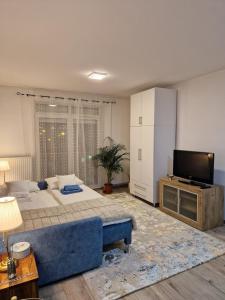 a large bedroom with a large bed and a tv at SoulPoint Lenti in Lenti