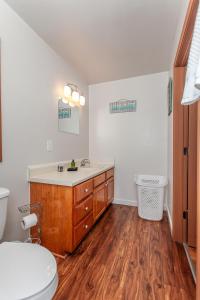 a bathroom with a sink and a toilet at Vintage with Advantages in Bryson City