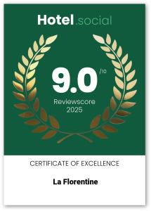 Certifikát, hodnocení, plakát nebo jiný dokument vystavený v ubytování La Florentine