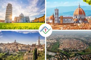 a collage of pictures of cities and buildings at A Casa Di Giò by TuscanyWeGo in Livorno