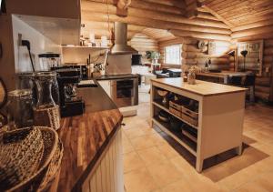 Fjordhygge - Authentic wood log cabin summerhouse near water, fjord and forest的厨房或小厨房