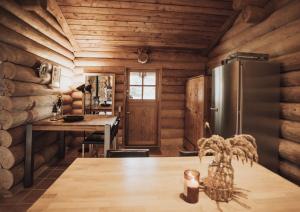Fjordhygge - Authentic wood log cabin summerhouse near water, fjord and forest的厨房或小厨房