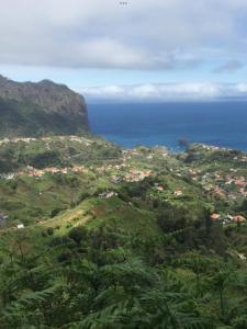 einen Blick auf einen Berg und das Meer im Hintergrund in der Unterkunft Holiday apartments Funchal - Rosemary in Funchal