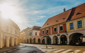 an empty street in a town with buildings at Dobro Došli Vukovar - Self check-in in Vukovar
