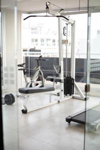 a gym with a bike in a room at Nice Studio in Palermo Soho in Buenos Aires