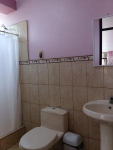 un bagno con un water e un lavandino di Casa Hospedaje Inkani a La Merced Altre 7 foto