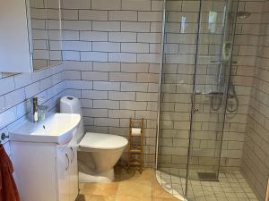 un bagno con doccia, WC e lavandino di 4 star holiday home in Molkom a Ransäter Altre 22 foto