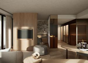TV a/nebo společenská místnost v ubytování Hôtel des Innovations + 20 fotografií