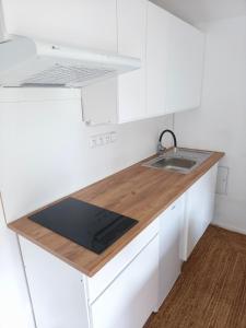 Kuchyň nebo kuchyňský kout v ubytování Apartmány Ústup