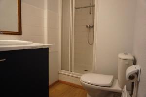 a bathroom with a toilet and a shower and a sink at Clos saint michel in Luz-Saint-Sauveur